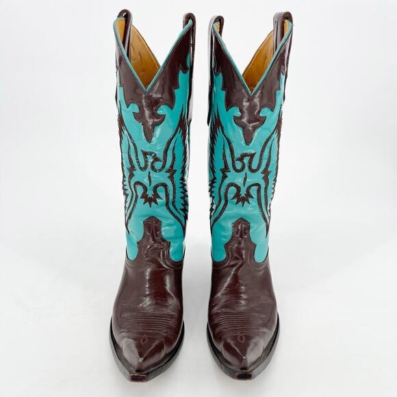 Old Gringo Brown Turquoise Eagle Elvis Patent Leather Western Cowgirl Boot sz 7 - Picture 5 of 11